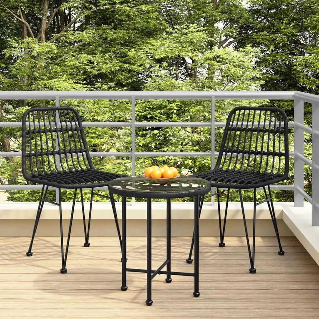 Sedie da giardino 2pz nere 48x62x84 cm rattan pe