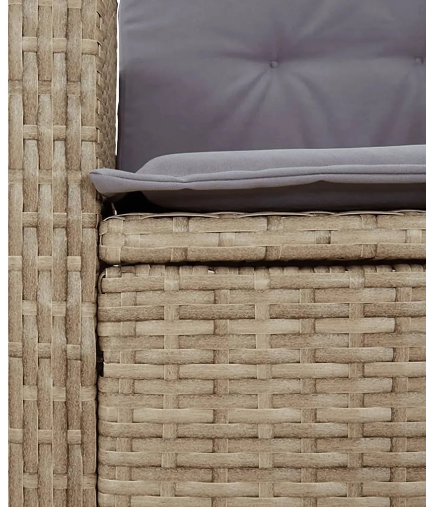 Set da pranzo da giardino 2 pz con cuscini beige in polyrattan
