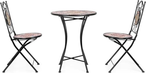 Set Bistrot Tavolo Mosaico 60 Cm Con 2 Sedie Pieghevoli Santorini Bizzotto
