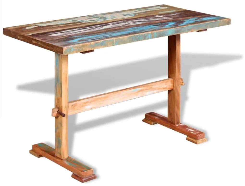 Tavolo pranzo piedistallo legno massello recupero 120x58x78 cm