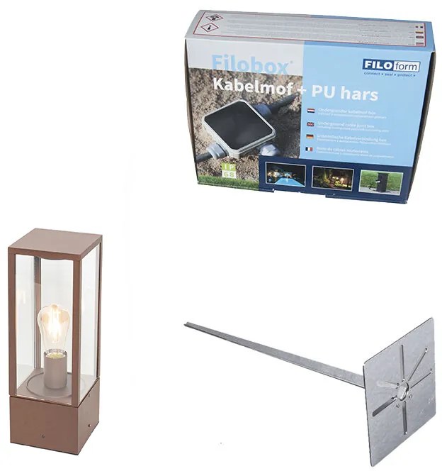 Lampada da esterno industriale in piedi marrone ruggine 40 cm IP44 - Charlois