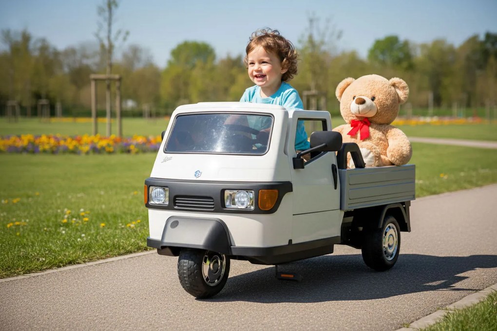 Macchina Elettrica per Bambini Licenza Piaggio Apecar 12V Bianco...