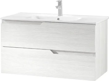 Mobile bagno sospeso BORA 80 cm con 2 cassetti Larice Bianco e lavabo ceramica