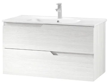 Mobile da bagno sospeso base 100 BORA moderno a 2 cassetti con lavabo LARICE BIANCO