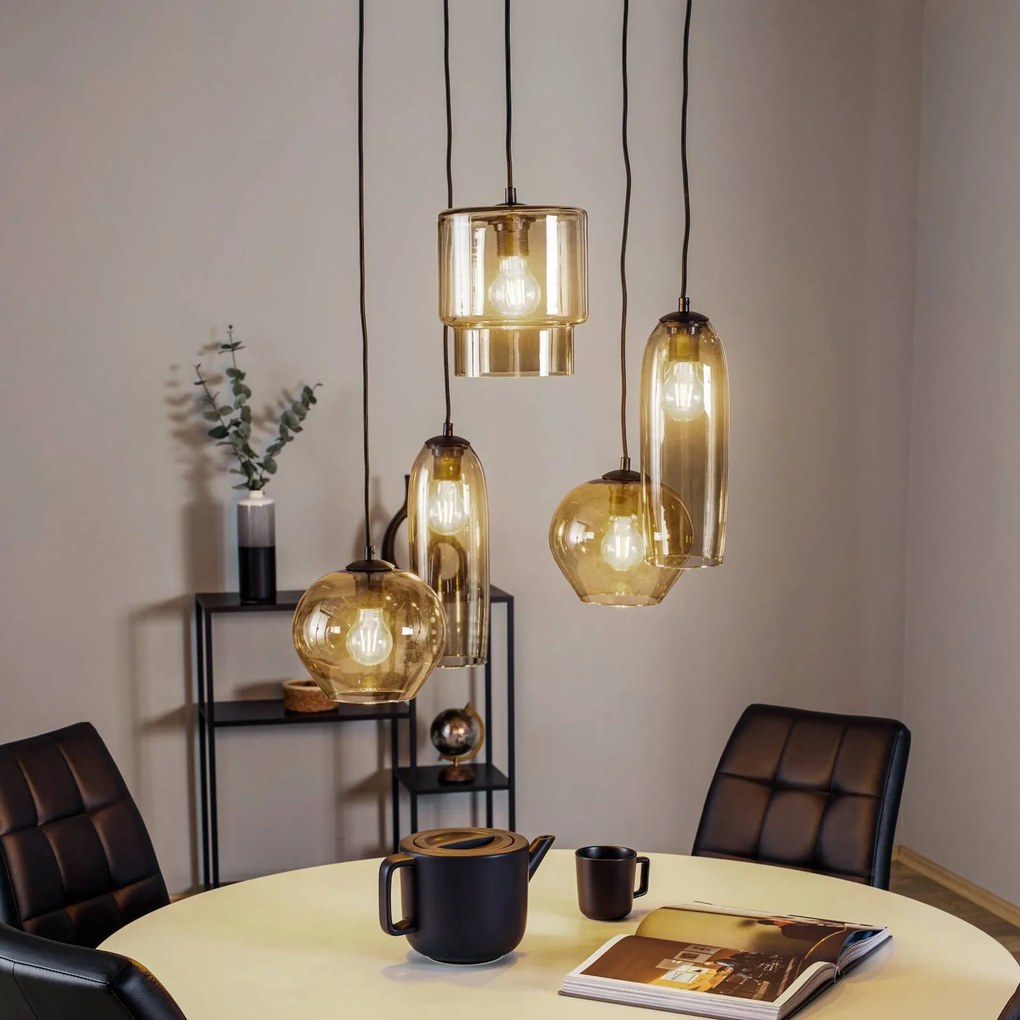 Lampada a sospensione in vetro Svala Euluna, dimmerabile, Alluminio / Grigio / Zincato, Soggiorno / Sala da pranzo, Vetro, Moderno, Lampada a sospensione