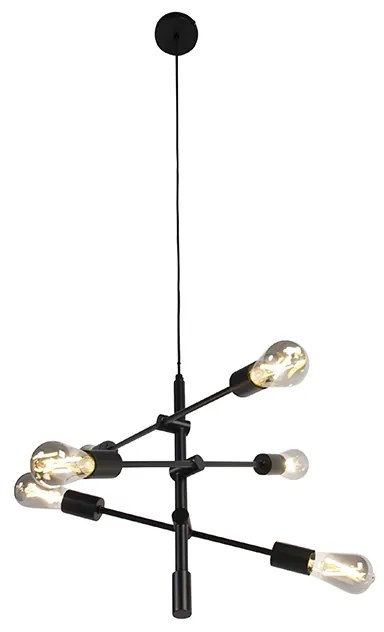 Lampada a sospensione industriale smart nera con 6 WiFi ST64 - Sydney