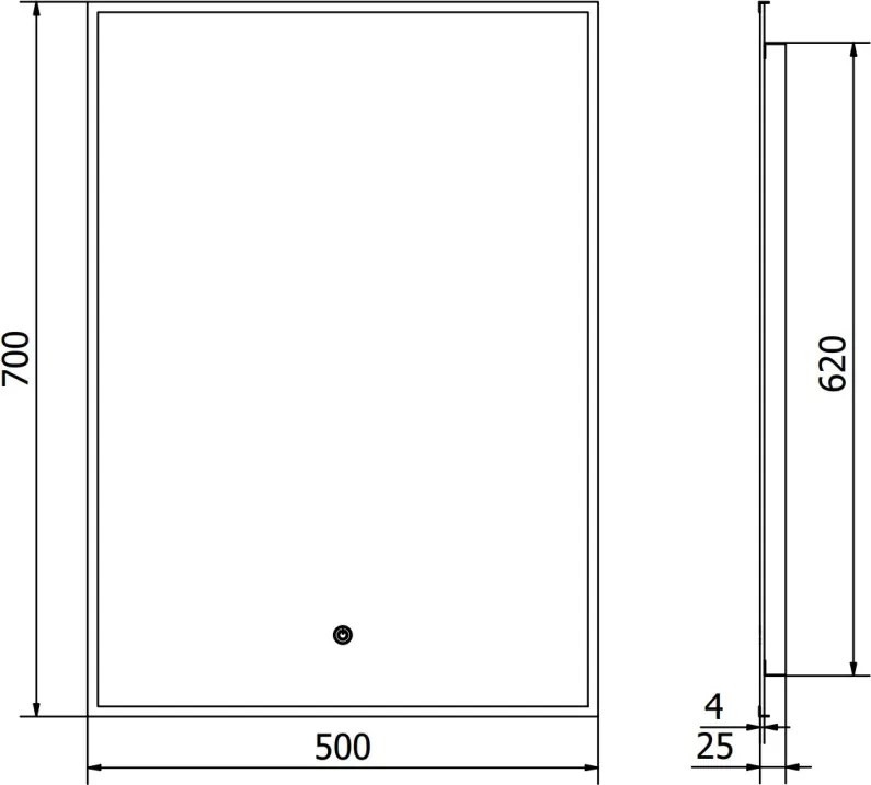 Mexen Erma specchio da bagno retroilluminato 50 x 70 cm, LED 6000K, anti-appannamento, cornice nera - 9814-050-070-611-70