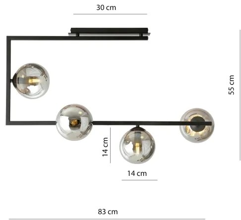 Lampadario a sospensione con supporto rigido SOMA 4xE14/10W/230V nero/grigio