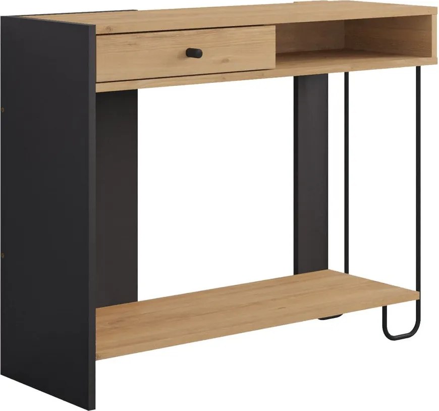 Consolle con piano in rovere nero e naturale 35x100 cm Saturne - Marckeric