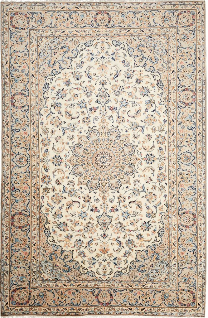 Kashan Tappeto 200 x 290 Beige (Iran) Annodato A Mano