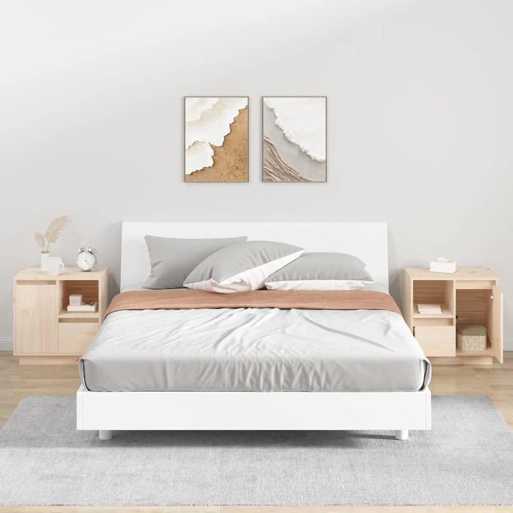 Comodini 2 pz 50x34x50 cm in legno massello di pino