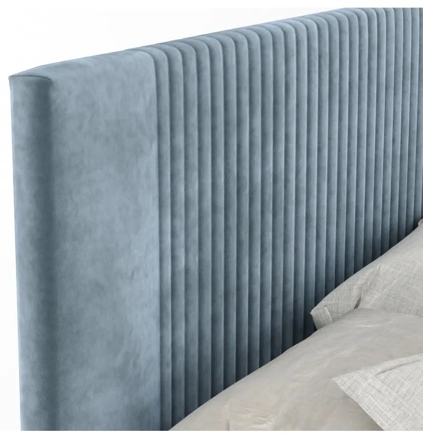 Letto boxspring blu con contenitore 200x200 cm Bergamo – Maison de Rêve