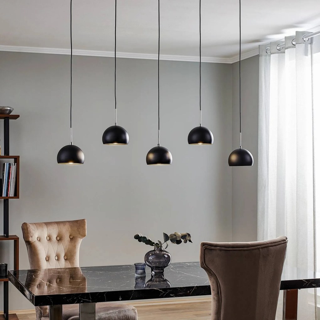 Luminex Lampada a sospensione Cool, 5 luci lunga, nera