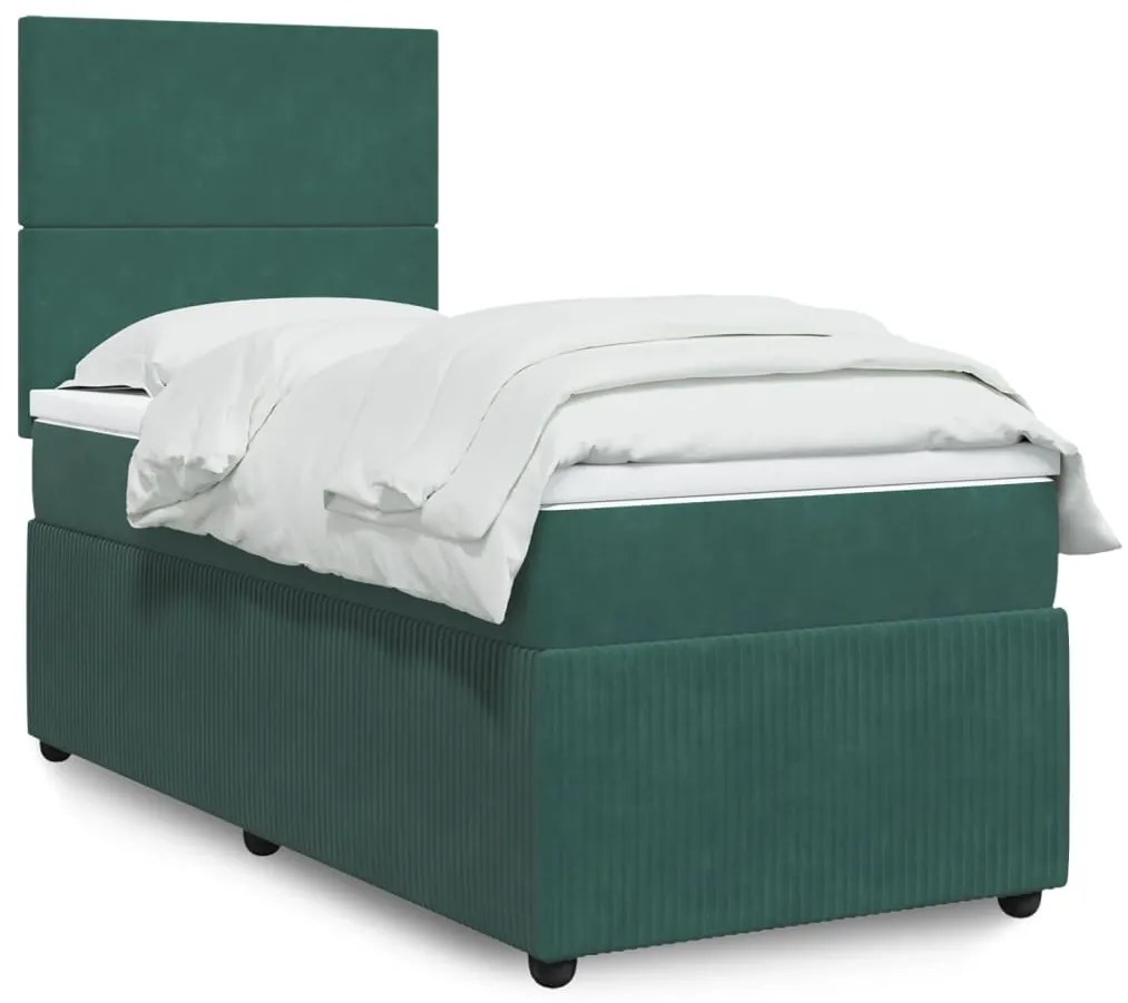 Giroletto A Molle Con Materasso Verde Scuro 90x190 Cm Velluto /