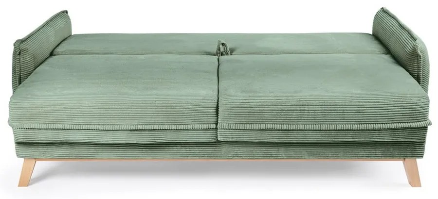 Divano verde chiaro allungabile/con contenitore con rivestimento in velluto a coste 218 cm Tori – Bonami Selection