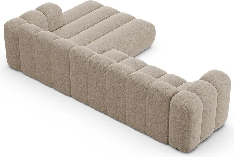 Divano angolare beige (con penisola a destra/con chaise lounge) con rivestimento in ciniglia Lupine – Micadoni