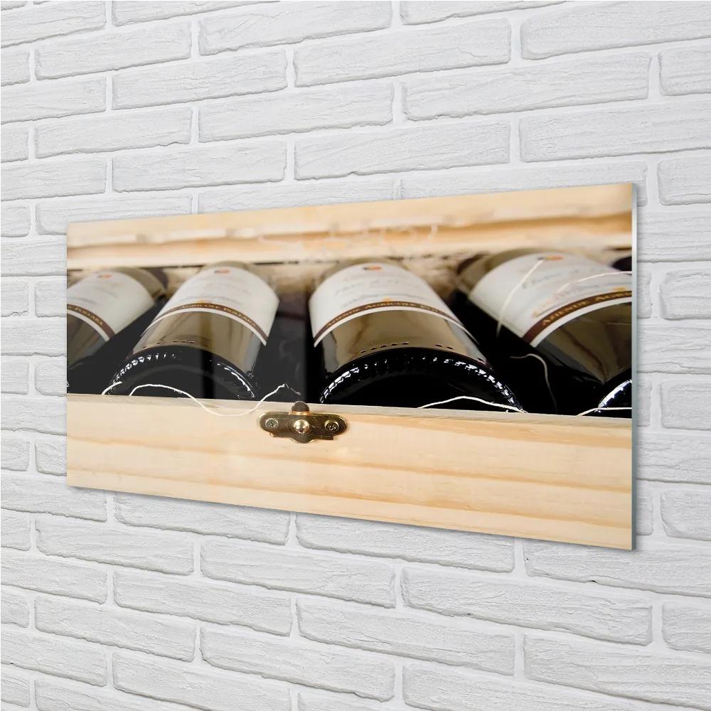 Pannello paraschizzi cucina Bottiglie di vino in una scatola 100x50 cm