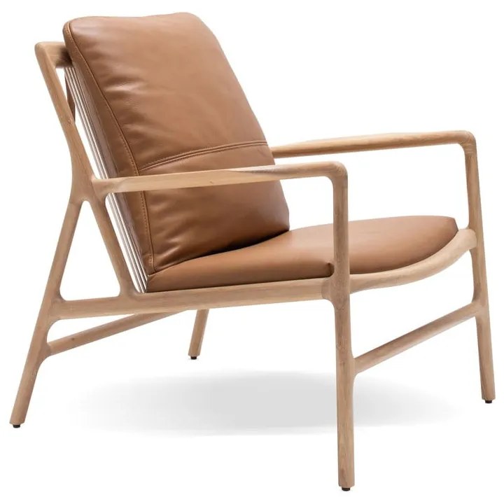 Poltrona in pelle di colore marrone-naturale Dedo - Gazzda