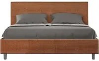 Letto matrimoniale con rete imbottito 160x200 tessuto Labirinto 4 arancio Adele