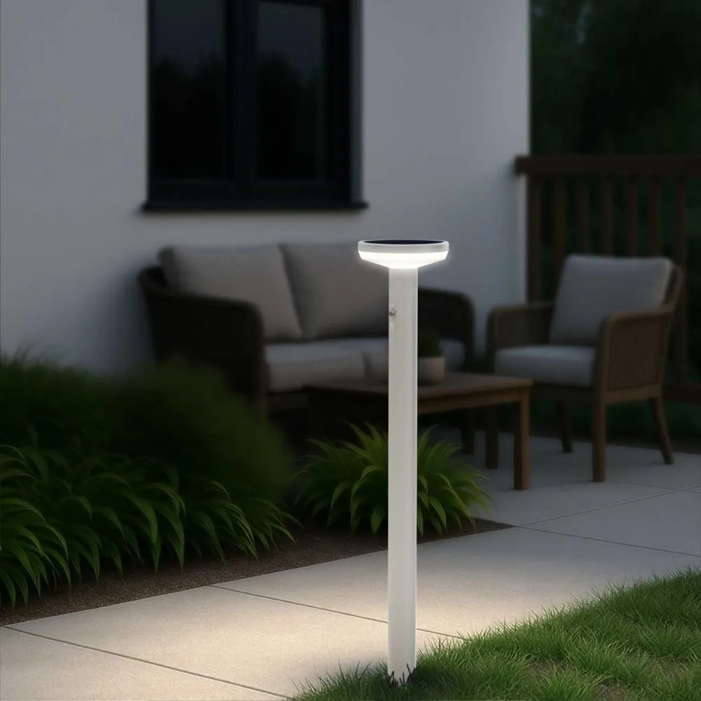 Paletto da giardino Solare Bianco 80cm con Sensore Mov. e Picchetto Colore  Bianco Naturale 4.000K