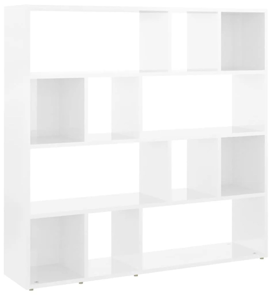 Libreria/divisorio bianco lucido 105x24x102 cm