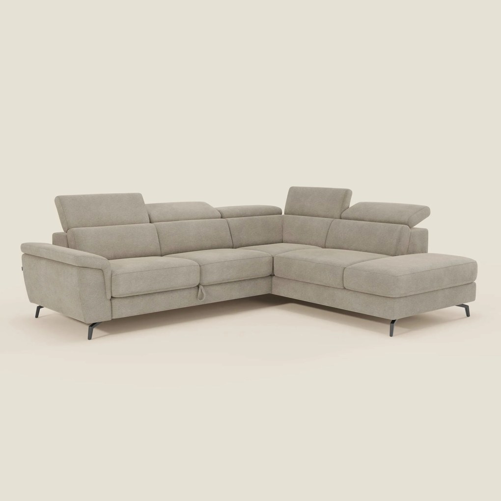 Estro Divano angolare estraibile - poggiatesta reclinabili in tessuto impermeabile T14 beige