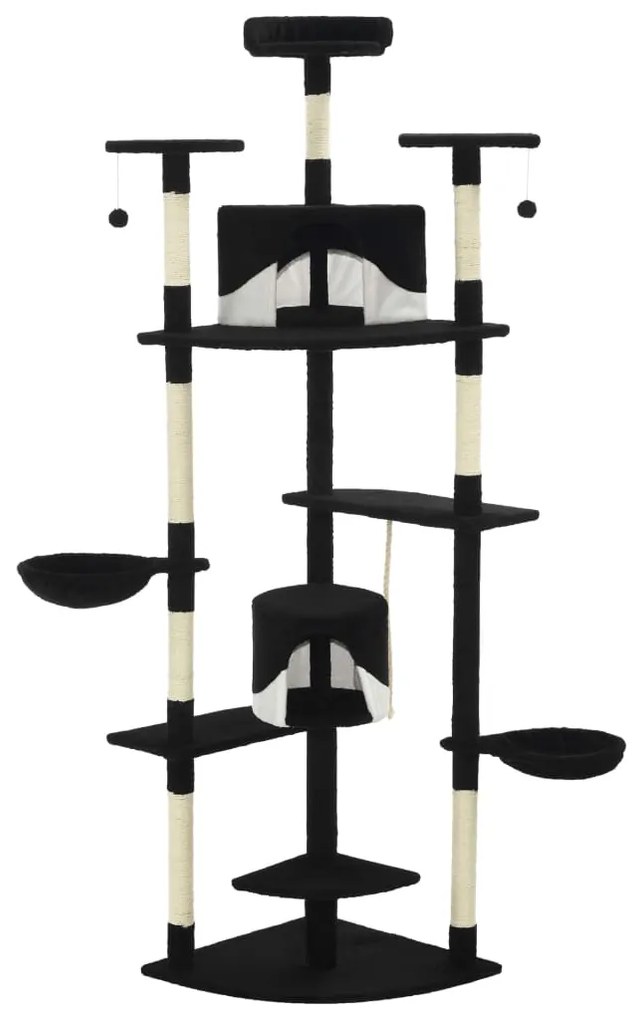 Albero per Gatti e Tiragraffi in Sisal 203 cm Nero e Bianco