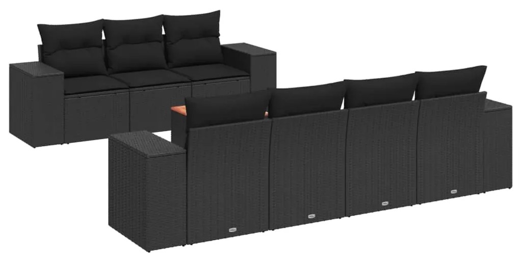 Set Divani da Giardino con Cuscini 8 pz Nero in Polyrattan