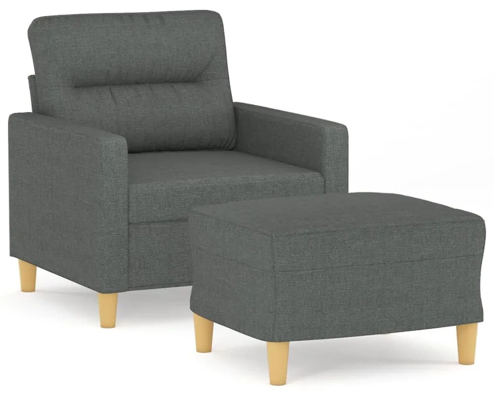 Poltrona con poggiapiedi grigio scuro 60 cm in tessuto