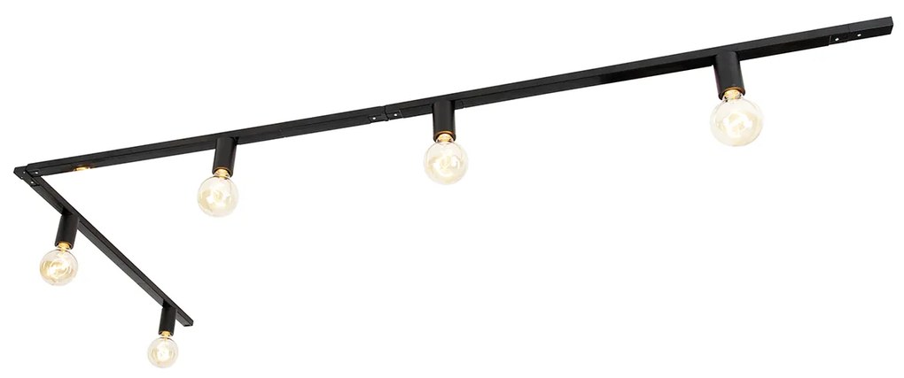 Sistema a binario moderno monofase 5 luci con attacco E27 nero - Jeana