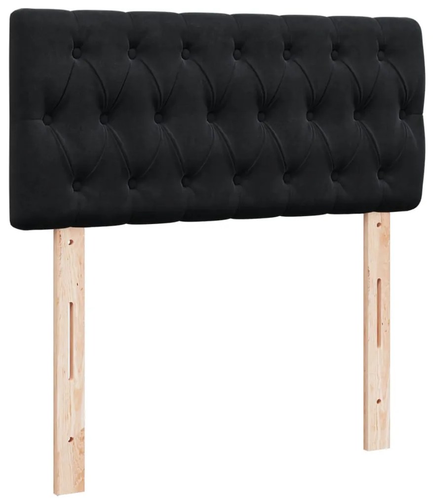 Giroletto a molle con materasso nero 100x200 cm in velluto