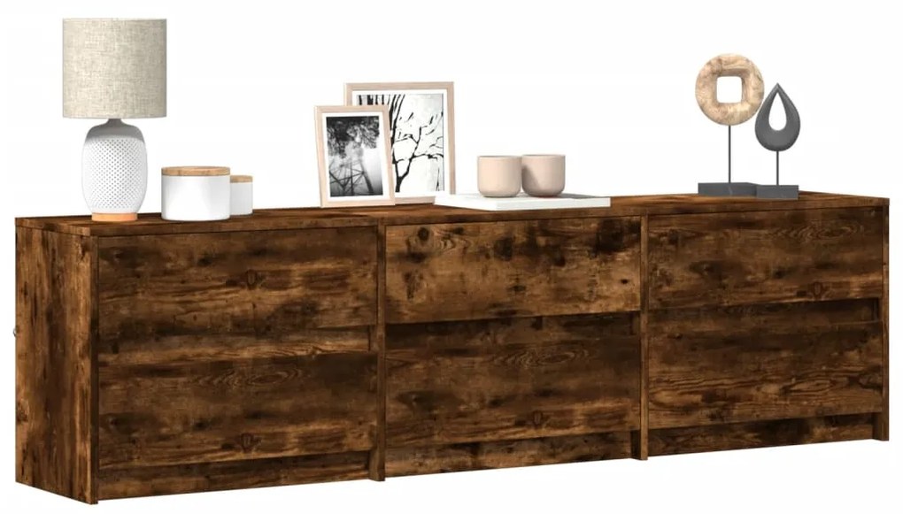 Mobile Porta Tv Con Led Rovere Fumo 180x34x50cm İn Truciolato /