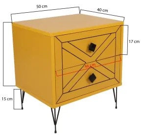 Comodino LUNA 55x50 cm giallo