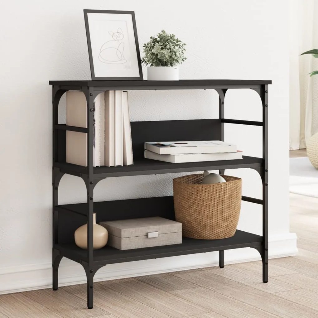 Tavolino Consolle Nero 75x32x75 Cm İn Legno Multistrato /