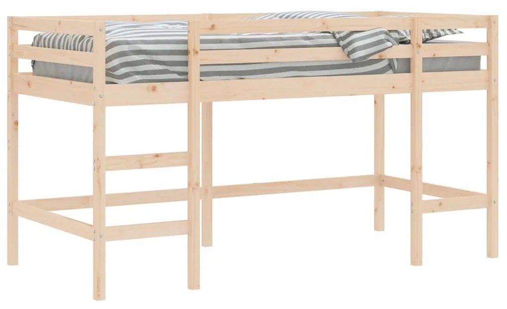 Letto soppalco con scala bambini 90x190 cm legno massello pino