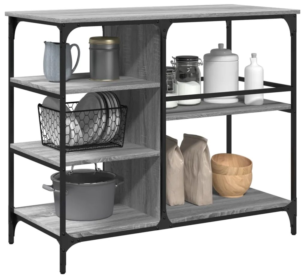 Carrello cucina grigio sonoma 100x45x89,5 cm legno multistrato