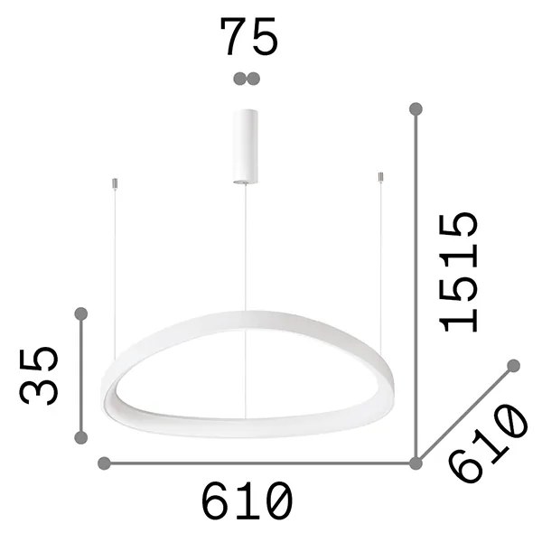 Sospensione Moderna Gemini Metallo Nero Led 48W 3000K Luce Calda