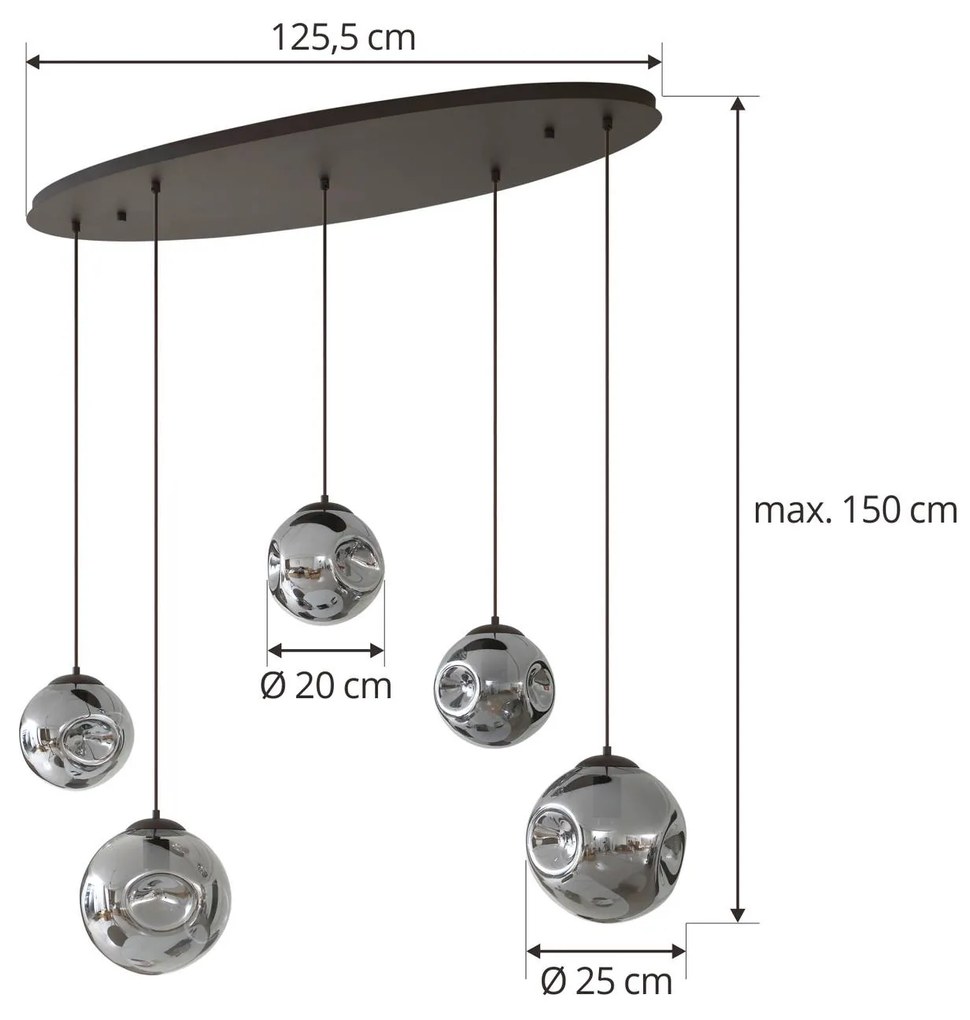 Lindby lampada a sospensione Valentina, E27, altezza 125,5 cm, grigio,