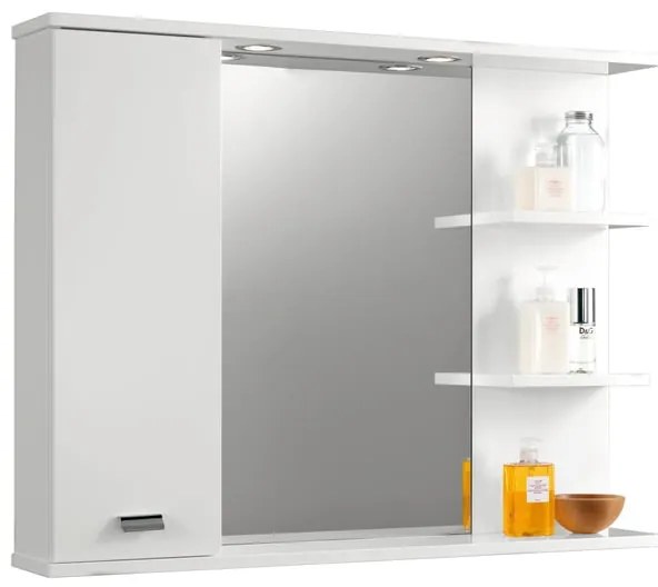 Specchio Contenitore Con Illuminazione Rimini bianco lucido L 95 x H 74 x P 16.4 cm