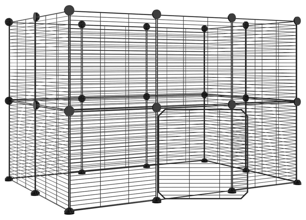 Gabbia per animali 20 pannelli con porta nera 35x35 cm acciaio