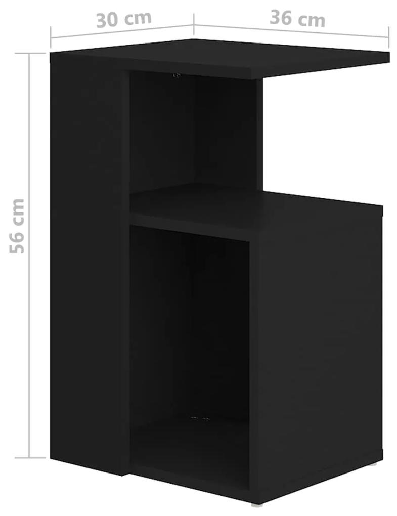 Tavolino Nero 36x30x56 cm in Legno Multistrato