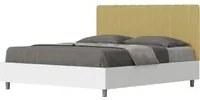 Letto Matrimoniale 160x200 cm con Rete e Contenitore Kaia Ocra