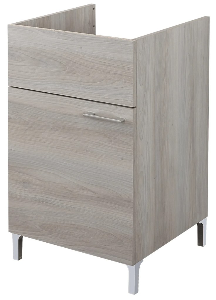 Lavatoio a Terra 50x50 Un'Anta Con Vasca Feridras "Lavanderia" Rovere Grigio
