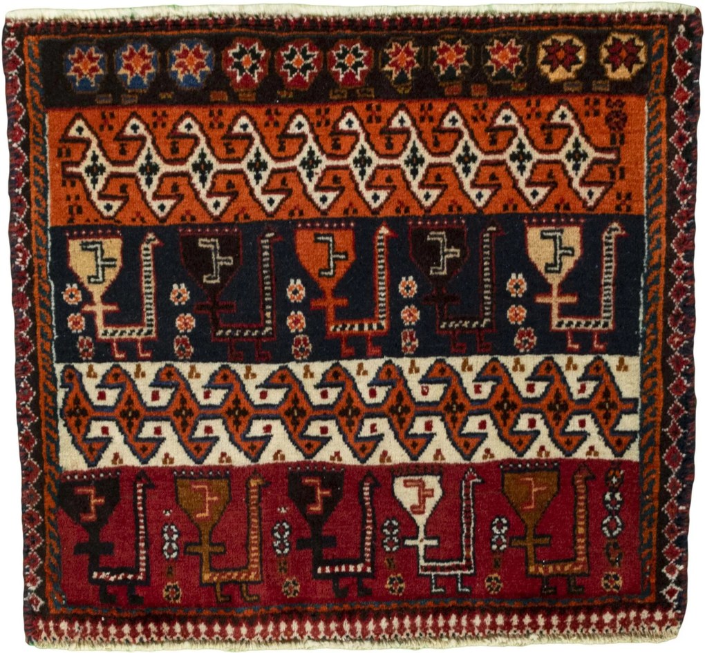 Shiraz Tappeto 60 x 60 Rosso (Iran) Annodato A Mano