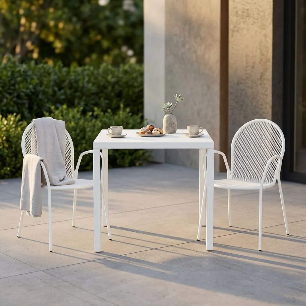 INDEX - set tavolo in metallo cm 80 x 80 x 73h con 2 poltrone Maris