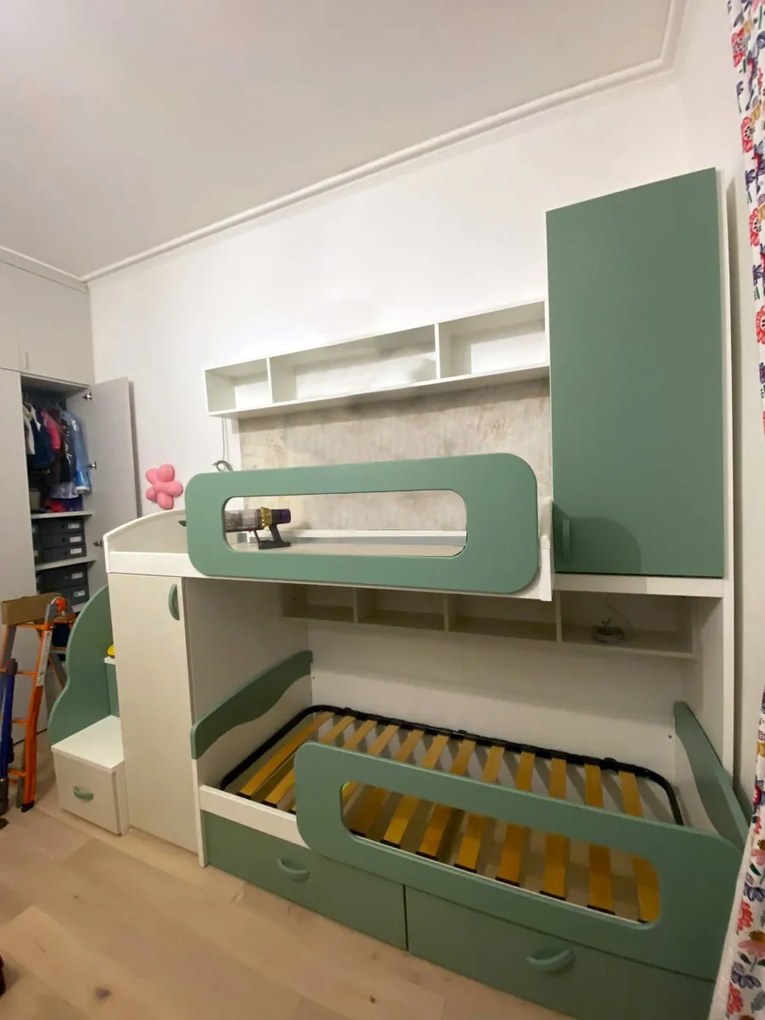 Cameretta completa doppia Banny Lite linea Colorfull finitura Salvia e Panna