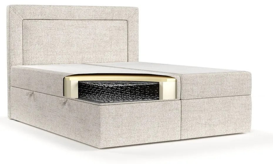 Letto boxspring crema con contenitore 200x200 cm Imagine - Maison de Rêve
