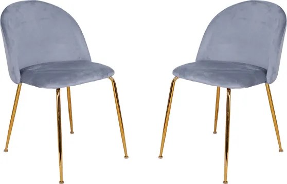 Sedia da pranzo in velluto Grigio Balena con gambe in metallo Oro - PARIS 2 sedie