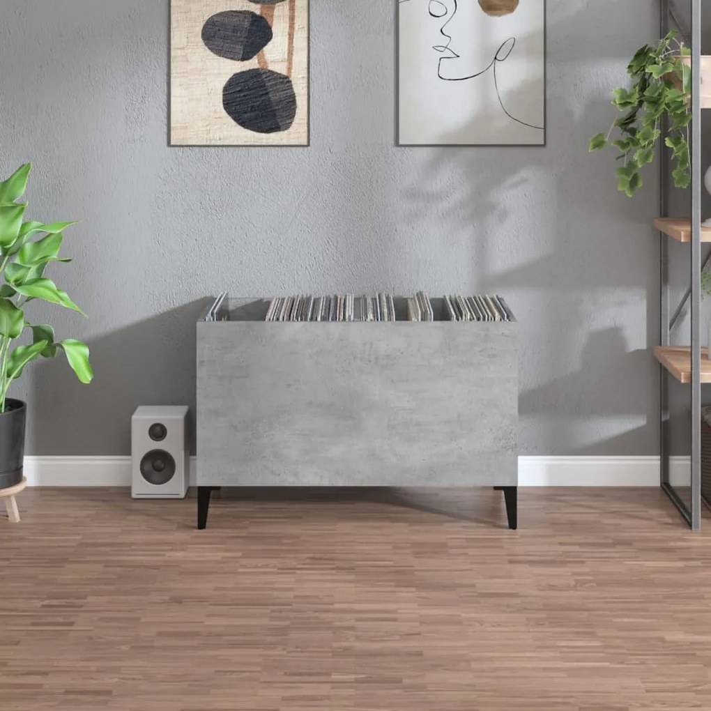 Mobile porta dischi grigio cemento 74,5x38x48 legno multistrato