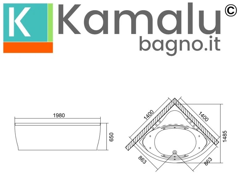 Kamalu - Vasca idromassaggio semicircolare a due posti | 8000K